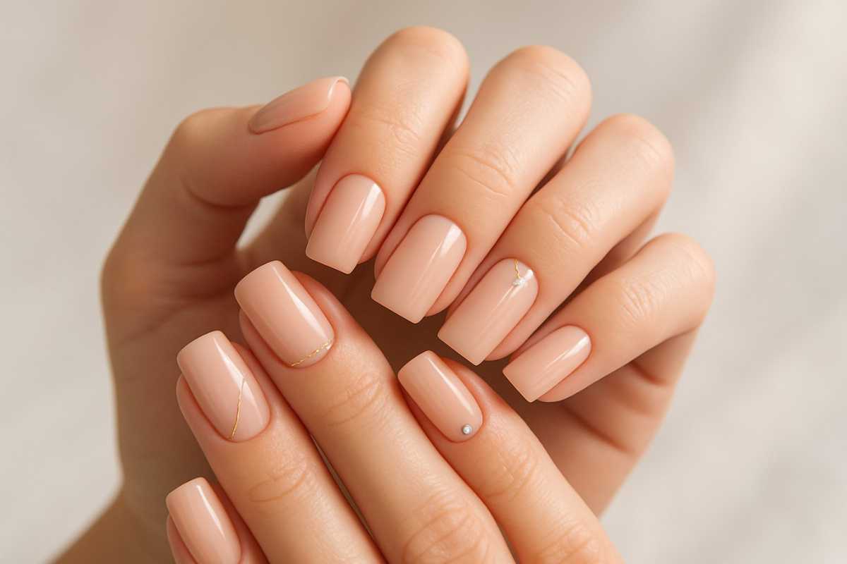 Unha quadrada nude decorada: a escolha das clássicas com muito estilo para todas as ocasiões