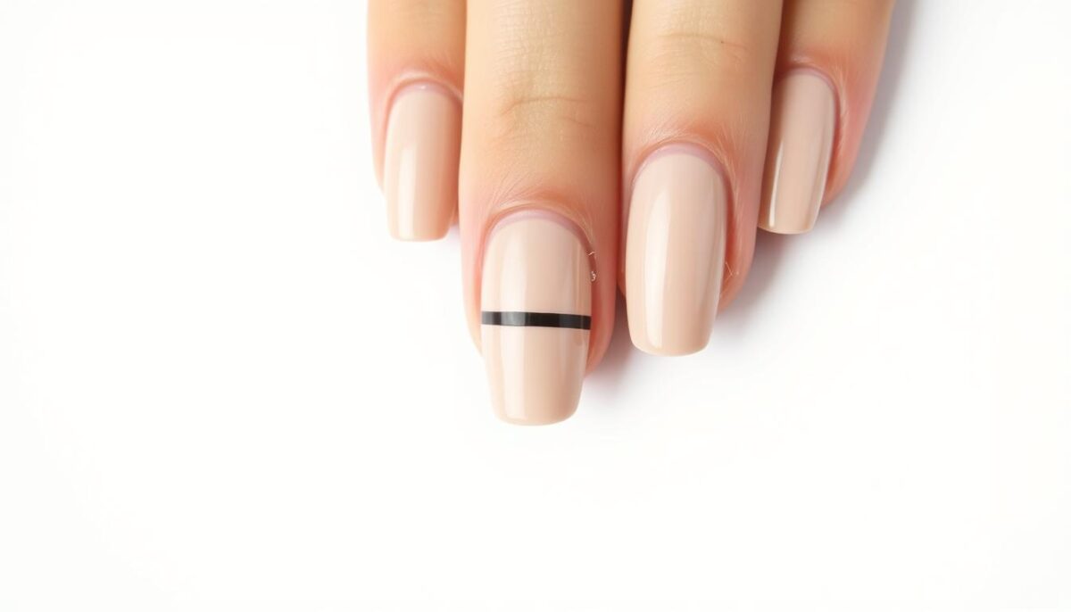 Unhas nude com detalhe preto: minimalismo com personalidade